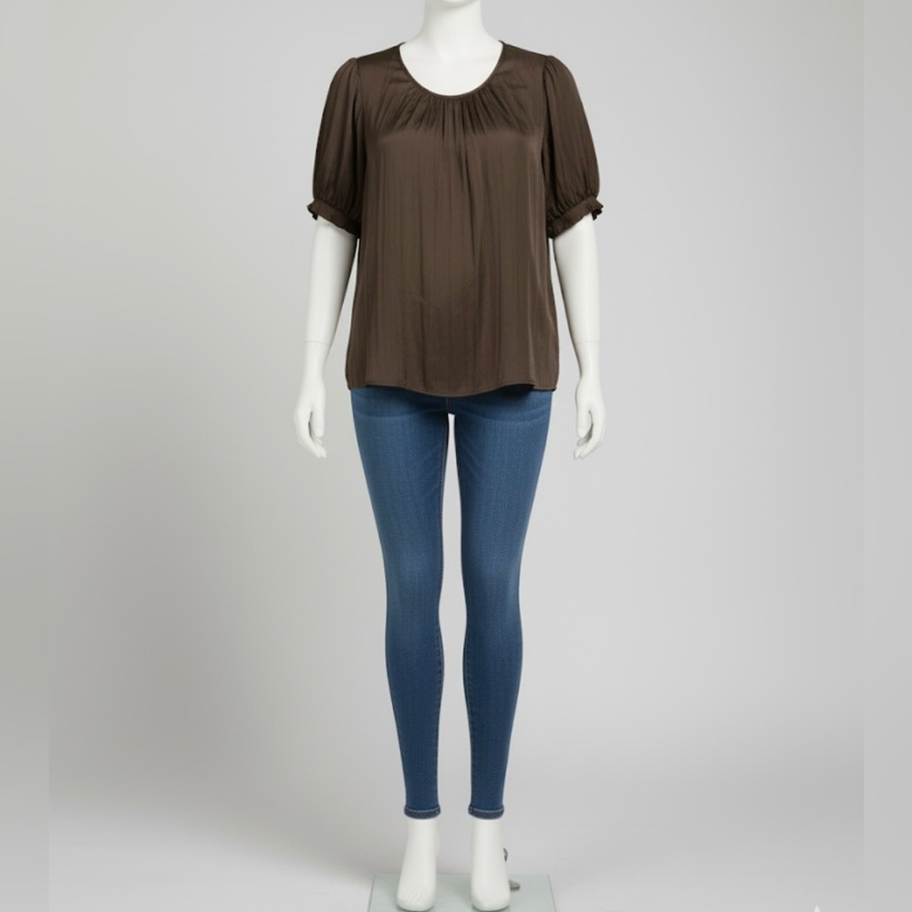 Lane Bryant Brown Puff Sleeve Blouse – Size 20